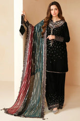 JAZMIN - Winter 3PC Velvet Embroidered Suit - SS0464